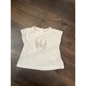 Piper & Posie Baby Girls Cream Bunny Rabbit Graphic T-Shirt Size 6-9‎ Months